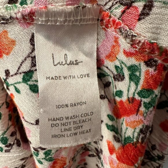 Lulus | XL View From The Meadow Cream Floral Print Off Shoulder Dress Smocked - Picture 10 of 11